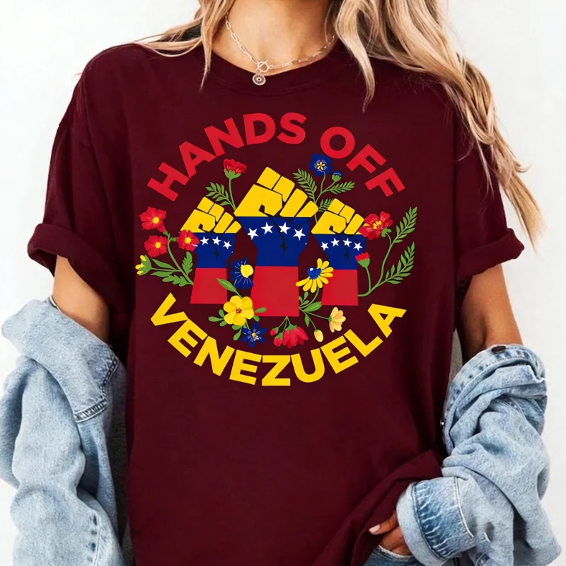 Hand Off Venezuela Shirt Until The End Gift for 2026 Unisex Printed T-shirt Tops Cotton Crewneck Casual Regular Short Sleeve