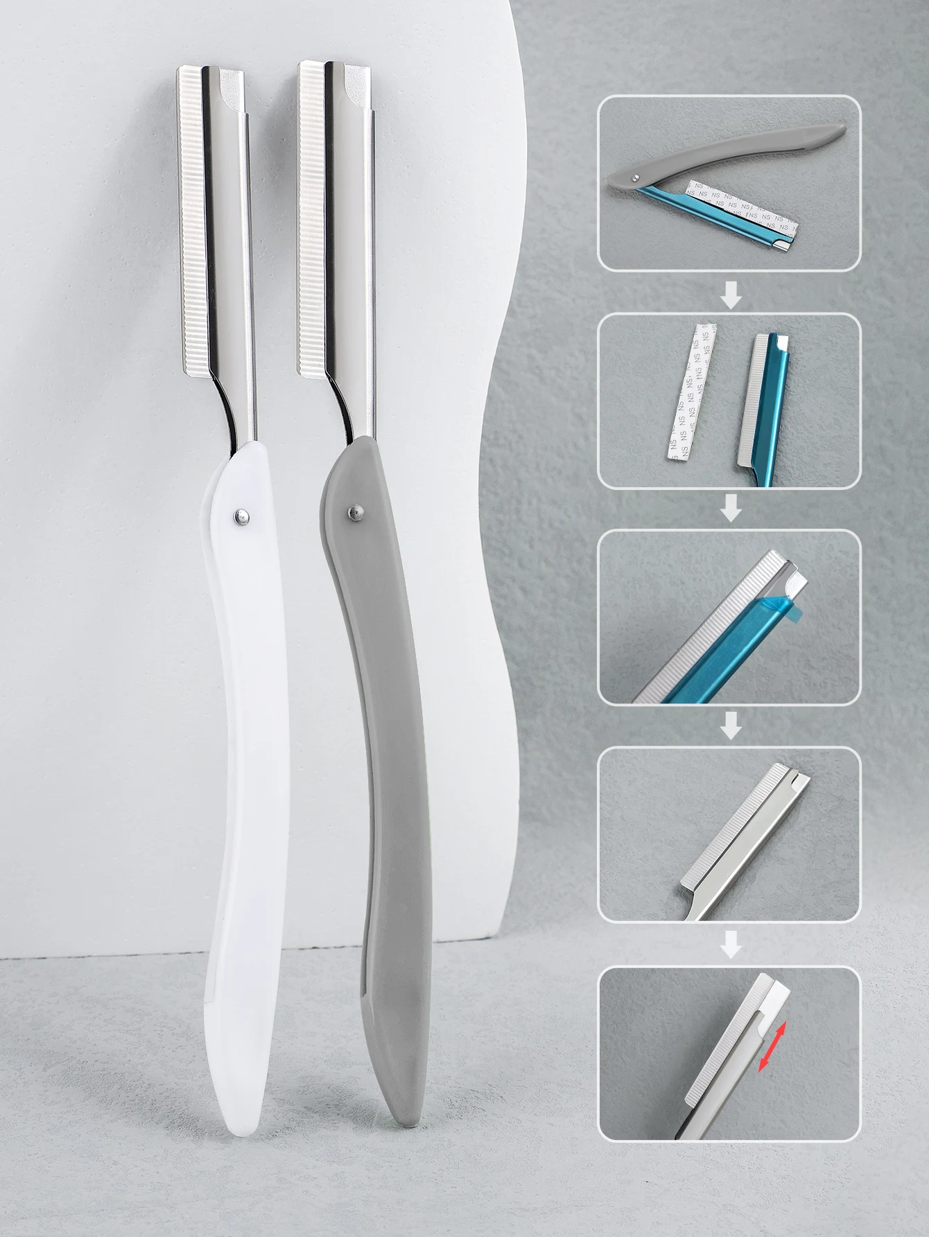 2er-Pack Rasiermesser Augenbrauen-Trimmer, Edelstahl-Haartrimmer, Professioneller Gesichts-Augenbrauenrasierer, nur für Männer und Frauen. – Detail 20