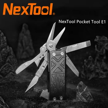NexTool-multiherramienta de bolsillo E1 10 en 1 EDC, herramientas multifuncionales, cuchillo de tallado reemplazable, tijeras plegables, destornillador, raspador