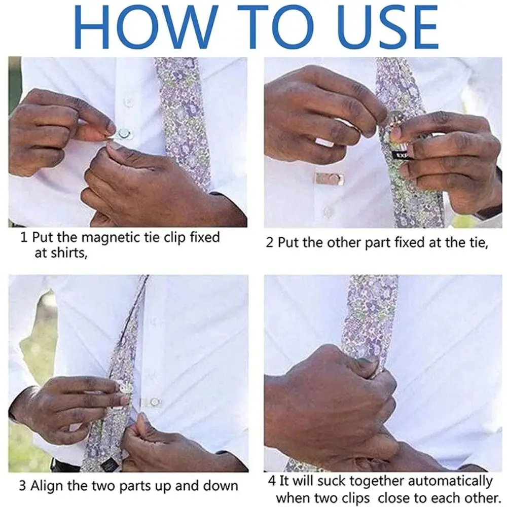 Magnetic Invisible Tie Clip Automatic Fixing Buckle Anti-wrinkle Anti-swing Tie Holder Clips For Men Necktie Collar  Clasp