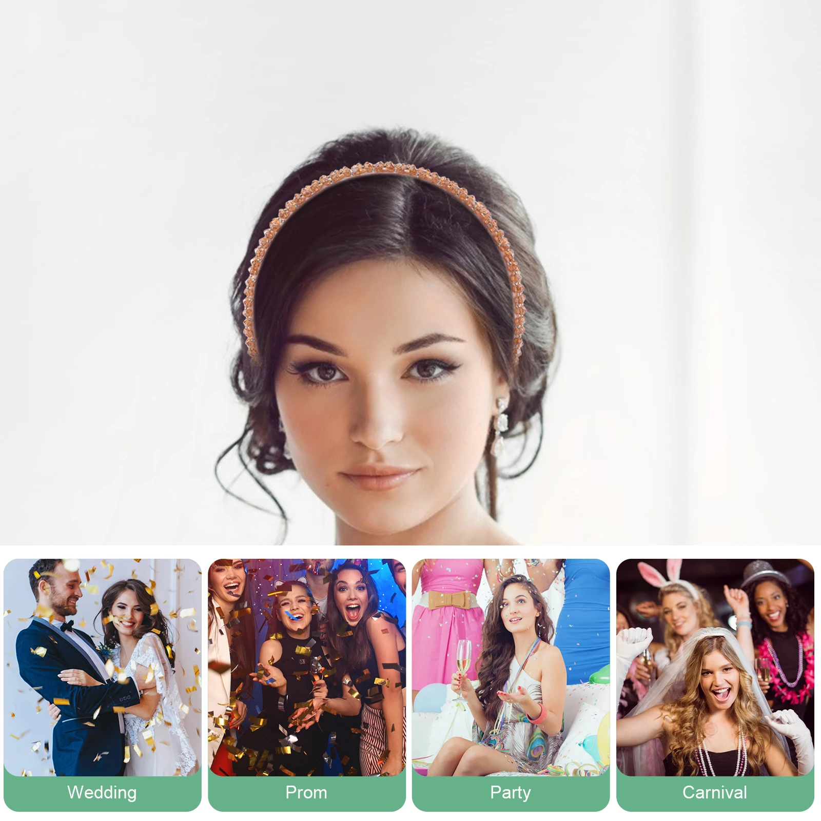 

2pcs Crystal Headband Hair Clip for Women Lightweight Rhinestone Headbands Daily Wear Party Photo Shoot Hair Accessory Fashion