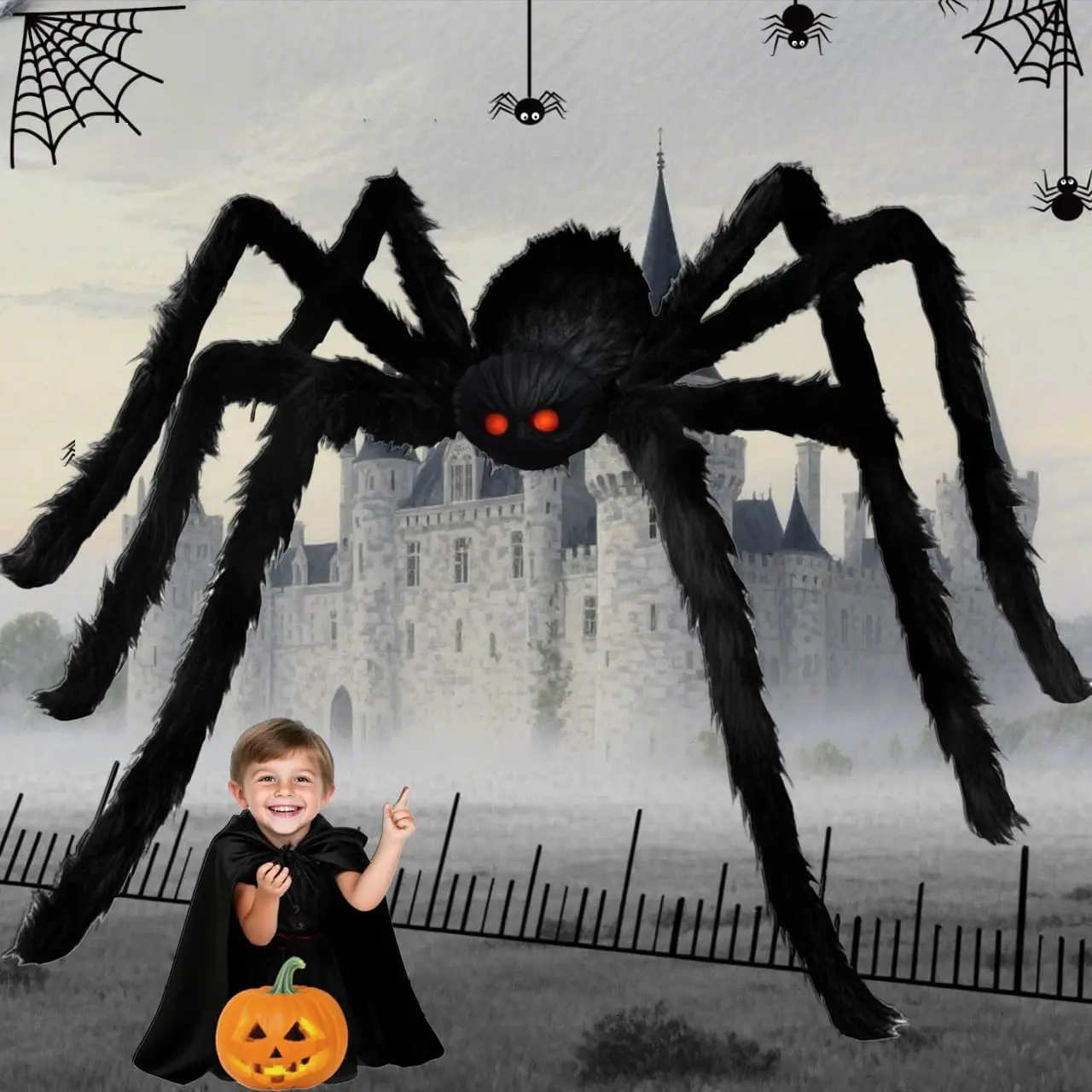 

Giant Spider 6.6 Ft, 78" Halloween Decorations Fake Halloween Decor Spiders Large, Furry Spiders for Outdoor Indoor Yard Home