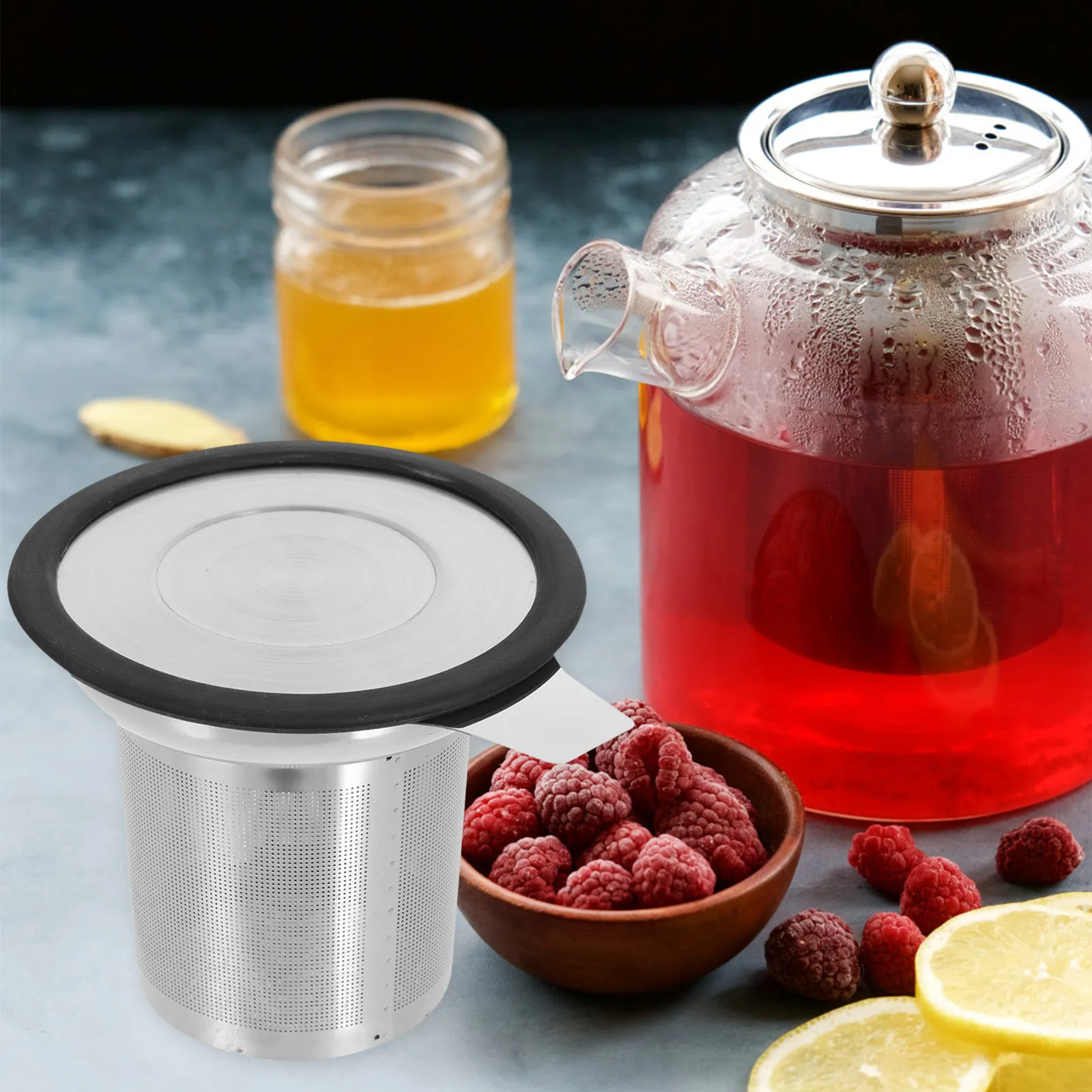 1Set Metal Teapot Strainer Insert Stainless Steel Tea Filter Infuser Evenly Distributed Holes Exquisite Mesh Design for Home