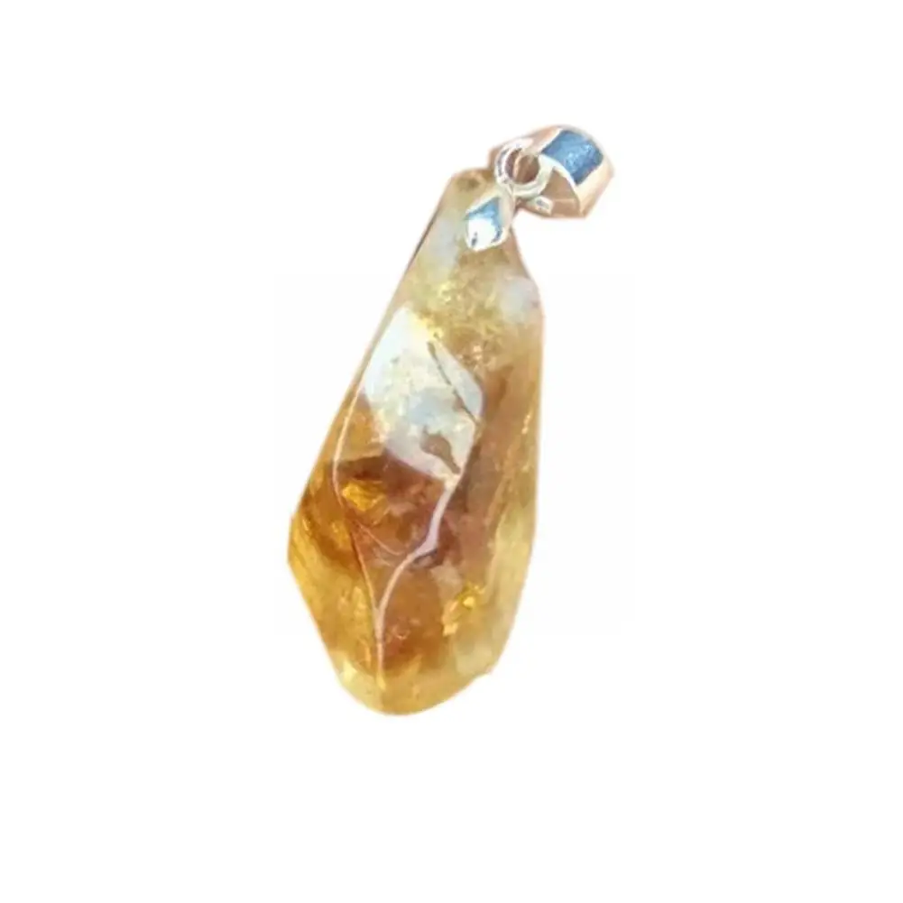 Natural Brazil Citrine Charm Lavender Pendant Healing Crystals Enegry Stone For DIY Jewelry Making Pendant With A Leather