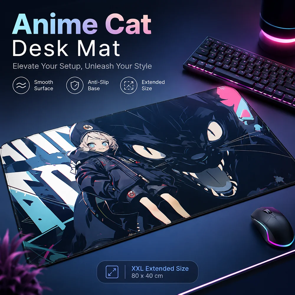 Desk Setup Anime - Podkładka na biurko do gier anime,