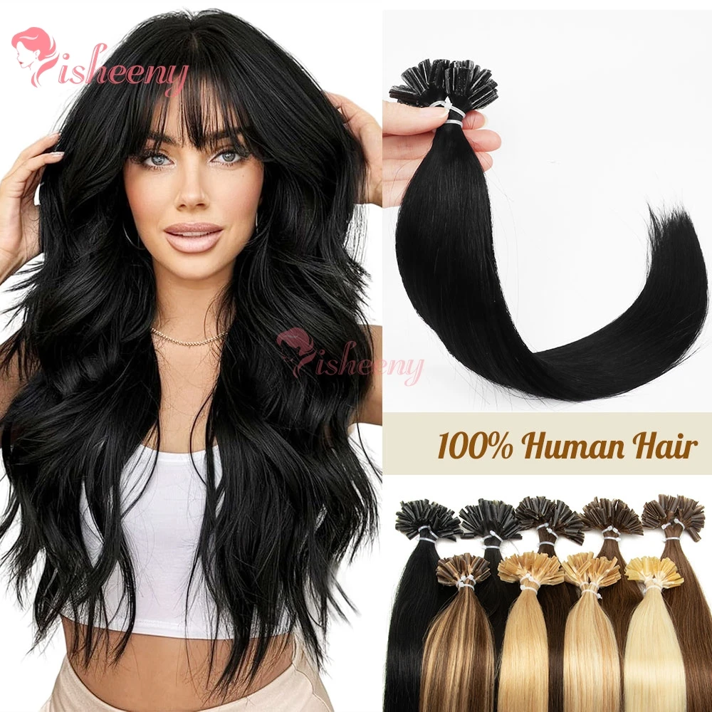 12–20 Zoll U-Tip Echthaarverlängerung, glatt, Fusion-Keratin-Spitze, 50 Stück/Packung, U-Tip Haarverlängerung in Salonqualität