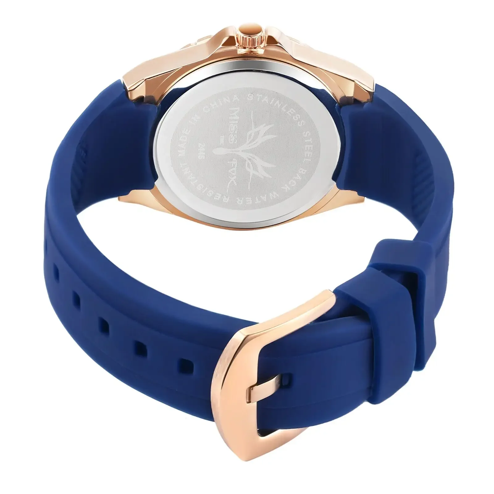 Dropship Reloj Para Mujer Rose Gold Quartz Watch for Women Blue Silicone Waterproof Female Clock Pave CZ Diamond Ladies Watches