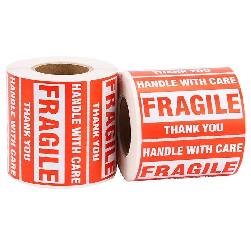 1 Roll/500Pcs Fragile Warning Sticker Handle With Care Keep Dry Express Label