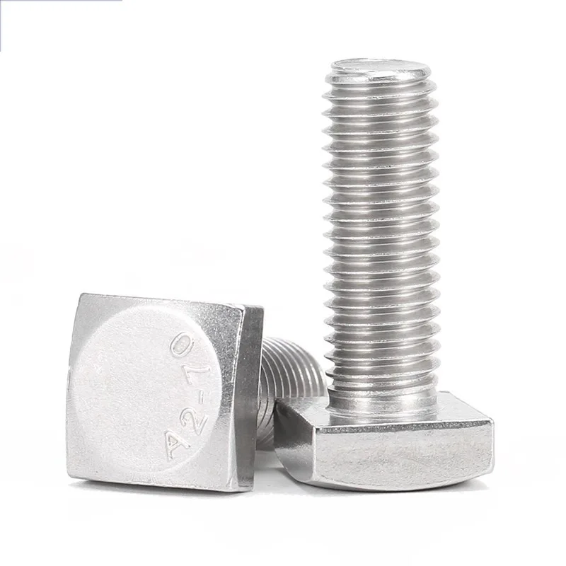 M4 M5 M6 M8 M10 M12 304 A2 Stainless Steel Square Head Screws Foursquare Quadrate Shape Type Head Machine Bolt GB35
