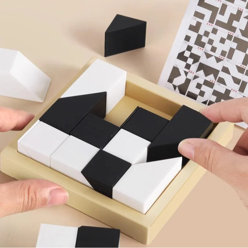 

120 Level Black/White Hidden Building Block Shape Color Cognition Games Children Educational Puzzle Toys Tables Game