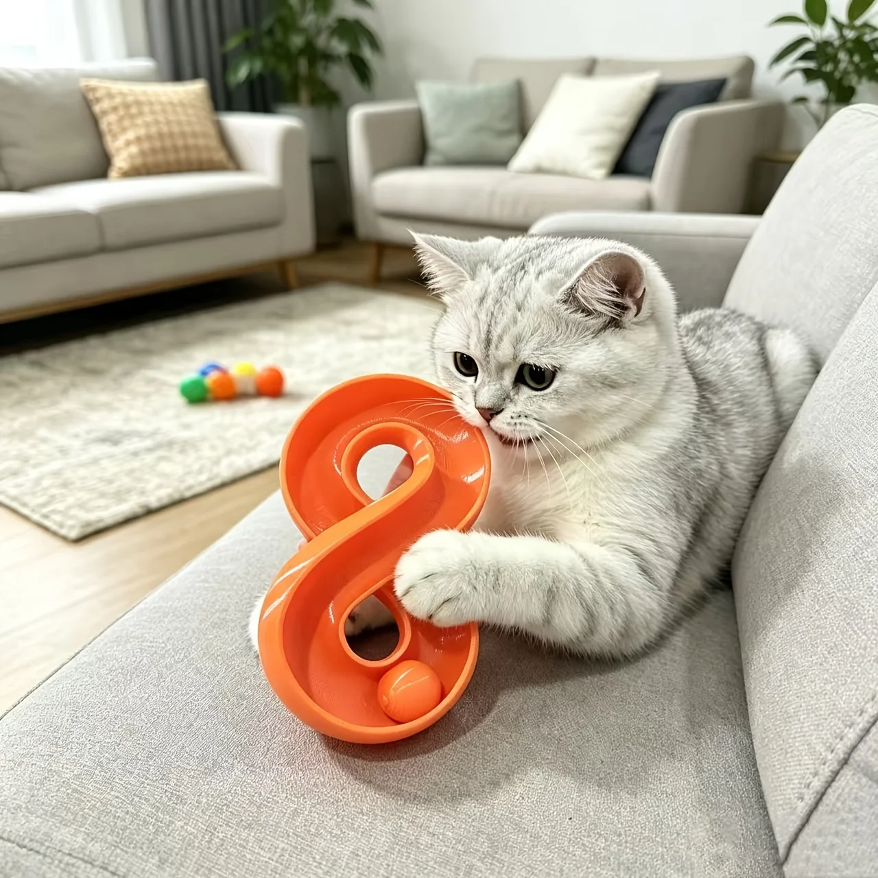 8 Track Ball Cats Toy Interactive 3D Printing Rolling Ball Kitten Play Toys Indoor Stimulation Game Toy for Cats Relieve Boredom