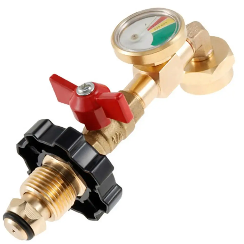 with Valve Gas Tank Adapter Brass Quick Convert Gas Refill Adapter Rustproof Propane Tank Adapter 1lb/16.4oz Propane Tank