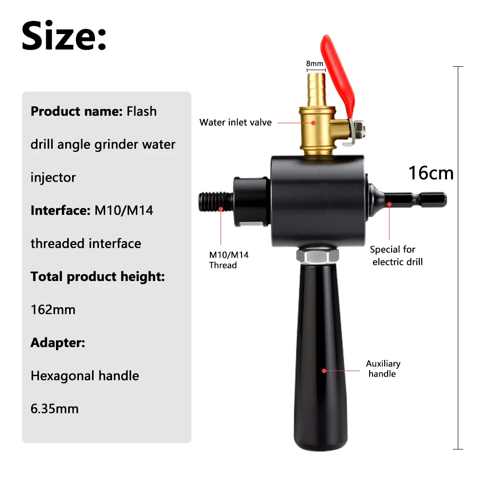 Electric Drill Angle Grinder Water Injector Adapter with M10M14 Thread Diamond Drill Bit Hole Saw Water Injection Converter Tool