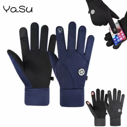 Guanti da ciclismo invernali Touch Screen antiscivolo resistenti all'usura più guanti da moto caldi impermeabili antivento ispessiti in velluto