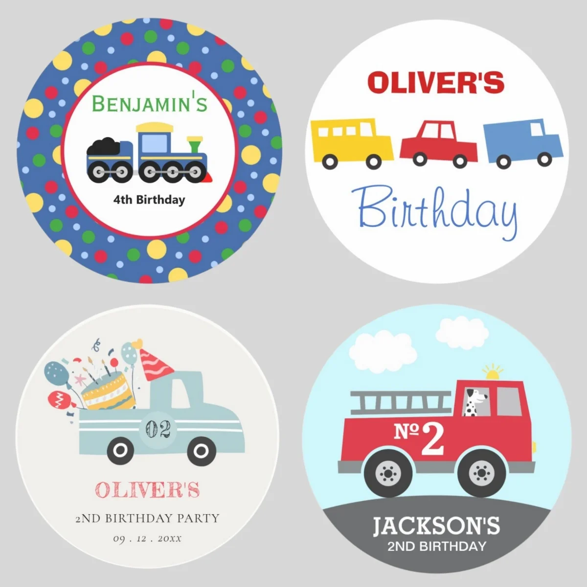 

Customizable multi-colored logo photo stickers - durable labels suitable for children's birthday parties