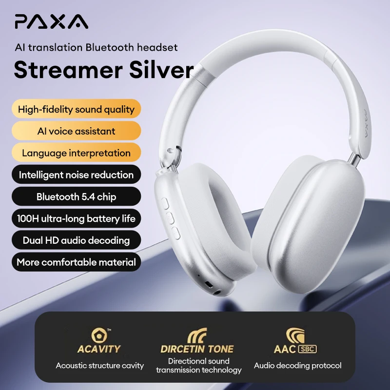 PAXA T01 AI Bluetooth 5.4 Headphones High quality Intelligent Noise Reduction Earphones Low latency Earbuds AI Chatting Writing