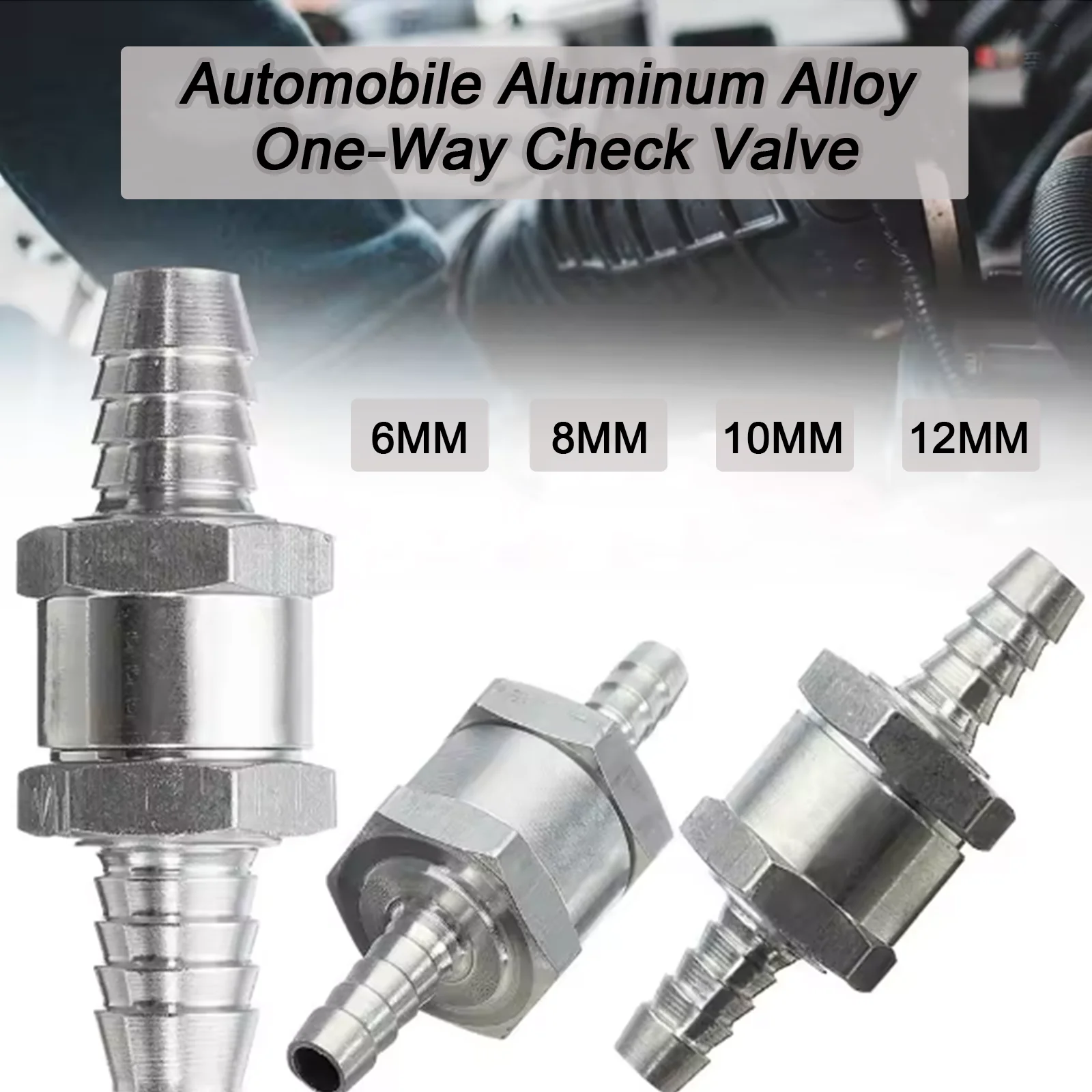 

Automotive Aluminum Alloy One-Way Check Valve, Gasolined and Diesel Fuel Check Valve, Silver 6/8/10/12MM Pagoda Check Valve ﻿