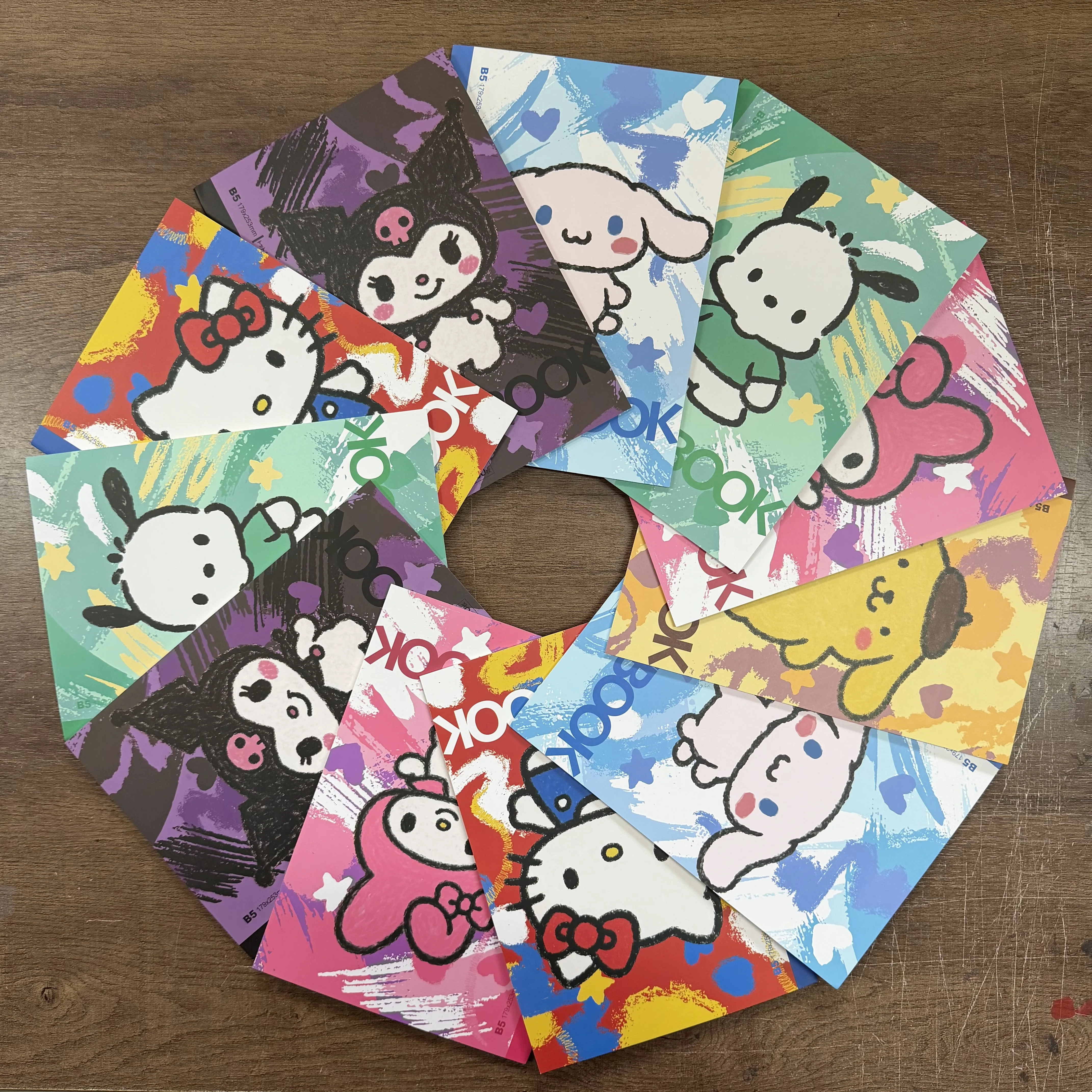 Sanrio Watercolor 1PC/3PCS/6PCS Notebook Kids Birthday Gift Cartoon Anime Learning Book Drawing Booklet B5 Horizontal Class
