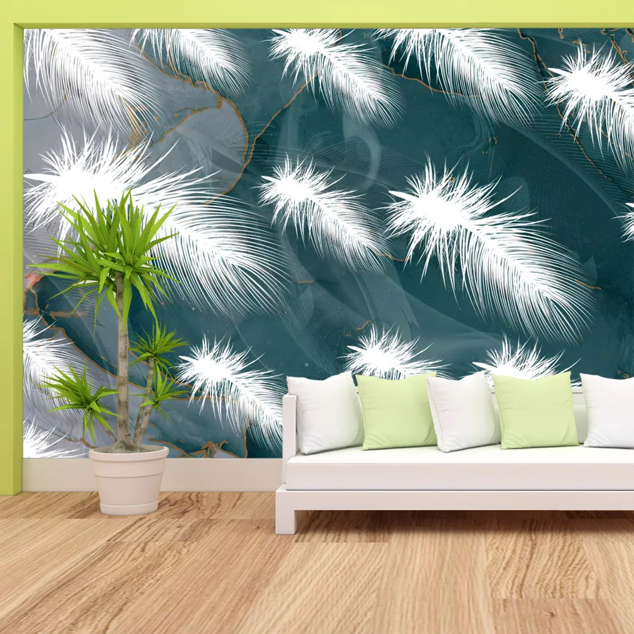Custom Removable Peel and Stick Wallpapers Contact Wall Papers Home Decor for Livfing Room Decoration Feather Bedroom TV Mural