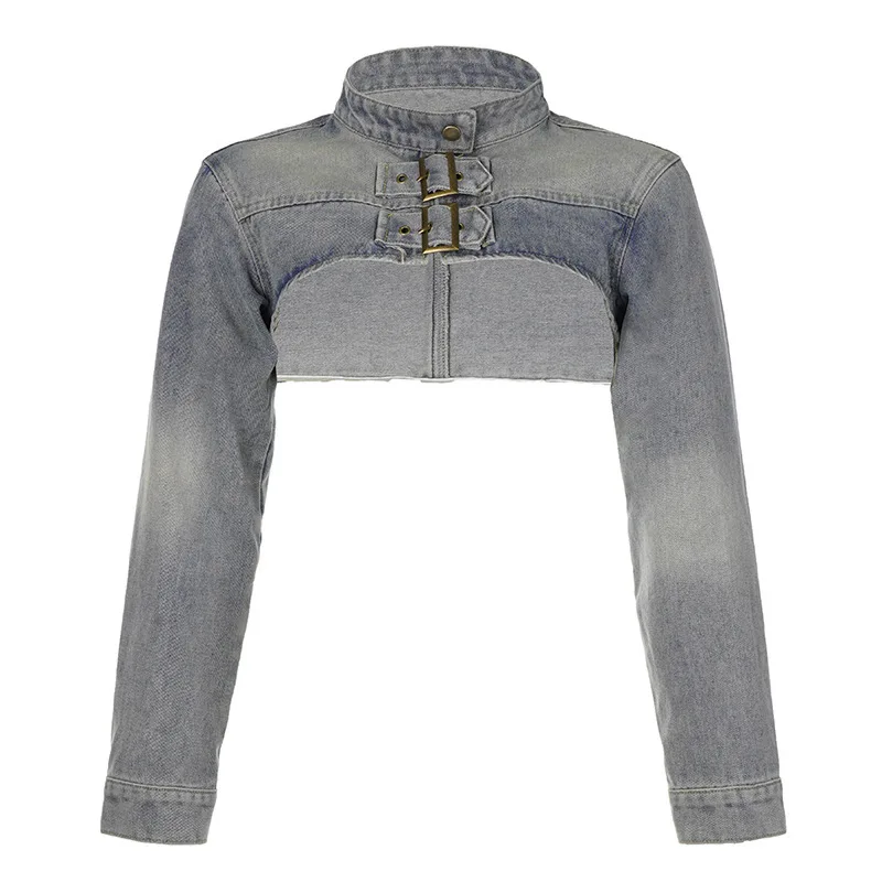 

Personality Sexy Denim Y2k Aesthetic Cropped Coat Vintage Fashion Harajuku Chaquetas Japanese Women Outerwear Streetwear Jackets