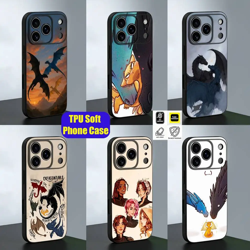 For F-Fourth W-Wing Tairn Sgaeyl Andarna Phone Case iPhone 15,16,17,13,14,11,12,Pro,Max,Plus,E,Air,Mini Black Silicone Shell