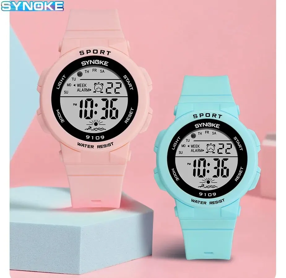 SYNOKE Student Sport Watches For Kids Colorful Electronic Watches 50M Waterproof Clock Children Digital Watch For Boys Girls