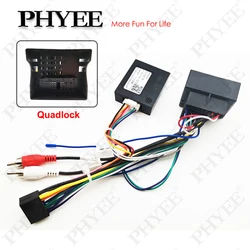 CAN Bus Decoder Quadlock Harness Adapter 16 Pin Plug Quad Lock Connector RCA Car Android Wiring Cable for Audi A3 8P A4 B7 TT