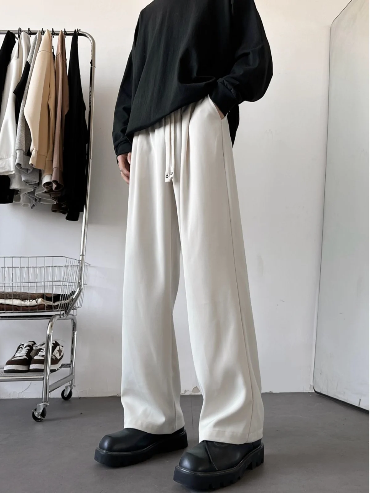 

Men's Spor Drapey Straight Leg Loose Wide Leg Pants High Street American Sle Casual Trousers Spring Autumn Faion Trend