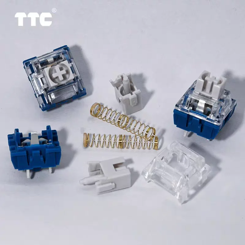 TTC سرعة الفضة V1 V2 التبديل الخطي 45 جرام 3 دبابيس RGB SMD Lubed منع حادث انقر فوق الربيع المزدوج لمفتاح لوحة المفاتيح الميكانيكية