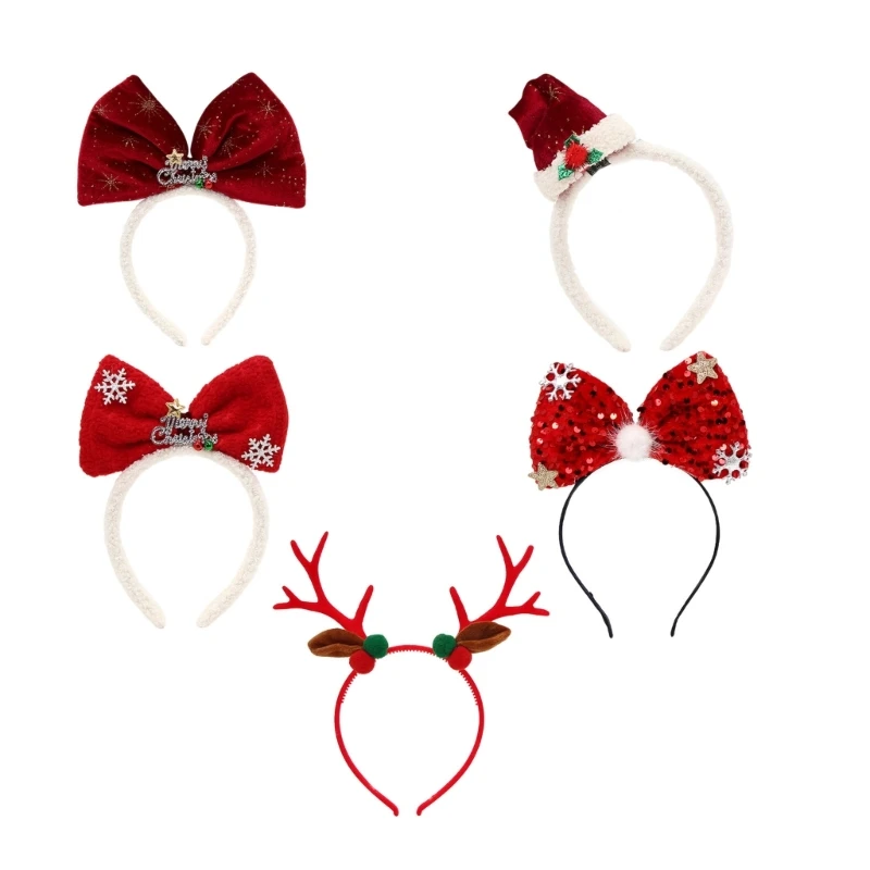 Christmas Antler Hair Hoop Santa Hats Karaoke Party Costume Christmas Snowflake