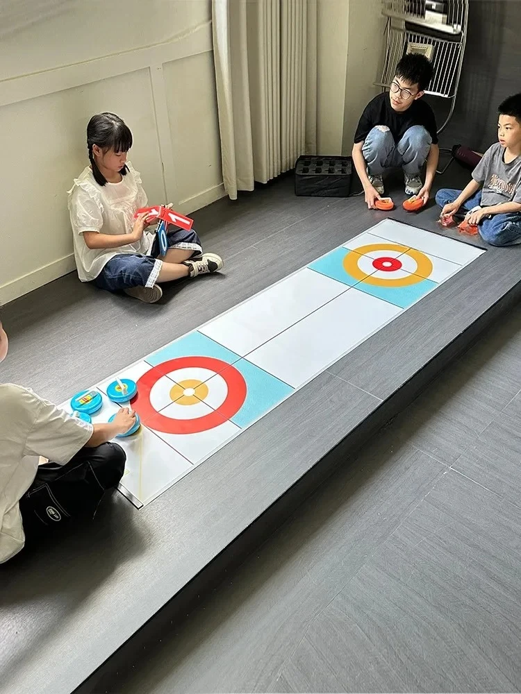 Table Curling Kids Toys Family Parent Child Entertainment Outdoor Land Team Building Competition Dry Ice Hockey Game Props