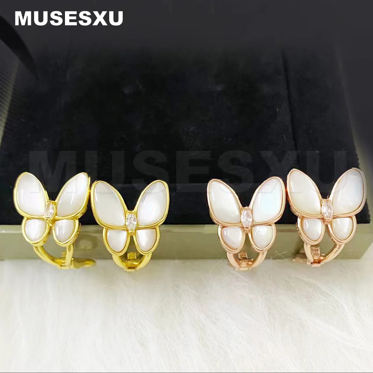 

Ювелирные изделия и аксессуары 2022 Роскошные брендовые белые серьги-бабочки в виде ракушек для матери для вечерние ничных подарков