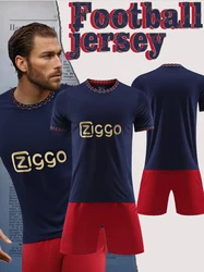 Men's Casual Sports Football Uniform round Neck Top with Fashionable Breathable Shorts Comfortable Football Suit Set
