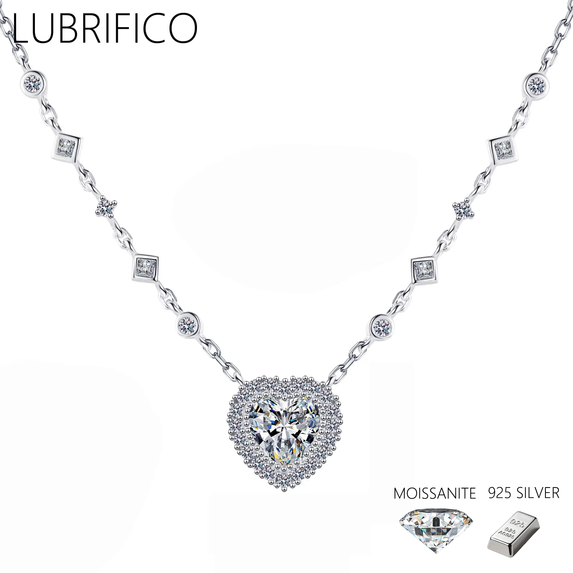 

2.0 Ct Moissanite Stone Heart Shape Necklace 925 Sterling Silver Lad Diamond Pendant For Women Fine Jewelry Wedding Party