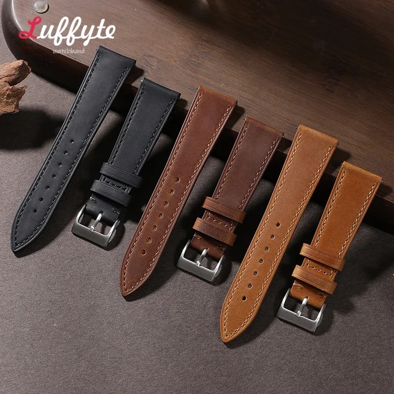 حزام البقر الكلاسيكي من Crazy Horse ، أحزمة المعصم ، الطبقة العلوية ، التحرير السريع ، ساعة 18 ، 20 ، 22 من جلد البقر