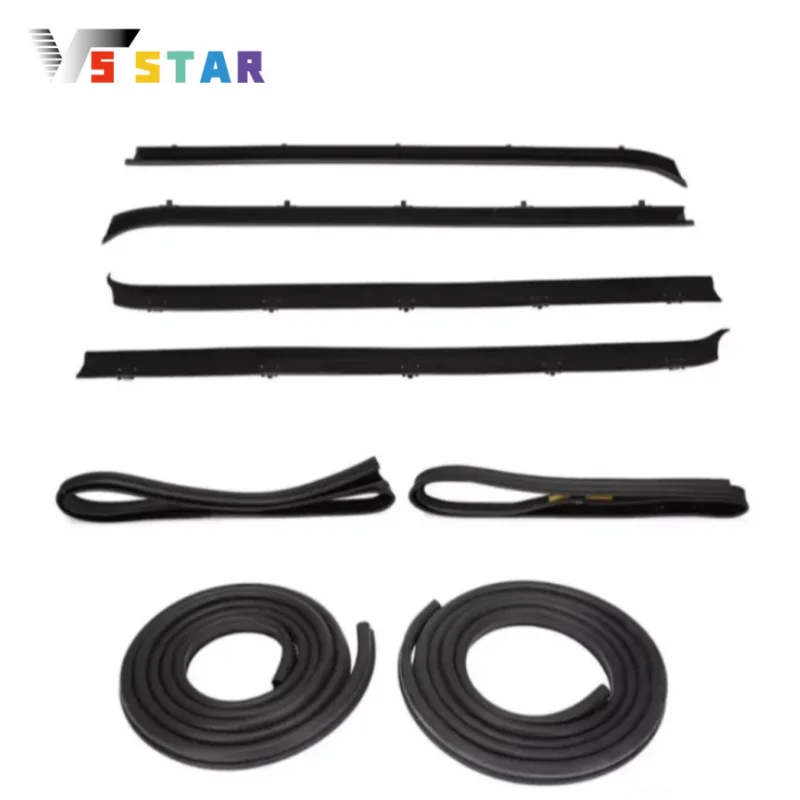 

15569072 Front Door Window Run Sweep Felts Weatherstrip Seals Kit Black For 1989-1991 Chevy Suburban V1500 V2500 R1500 R2500