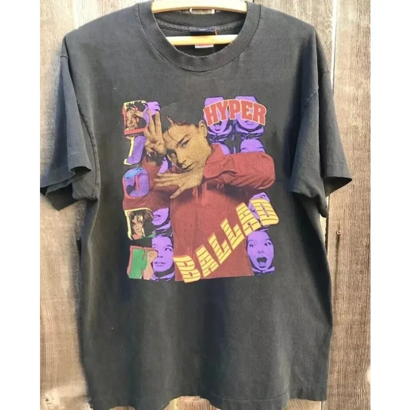 Bjork Shirt, Bjork Graphic Charcoal Cotton T-shirt Unisex  Harajuku Men Clothing  Graphic T Shirts