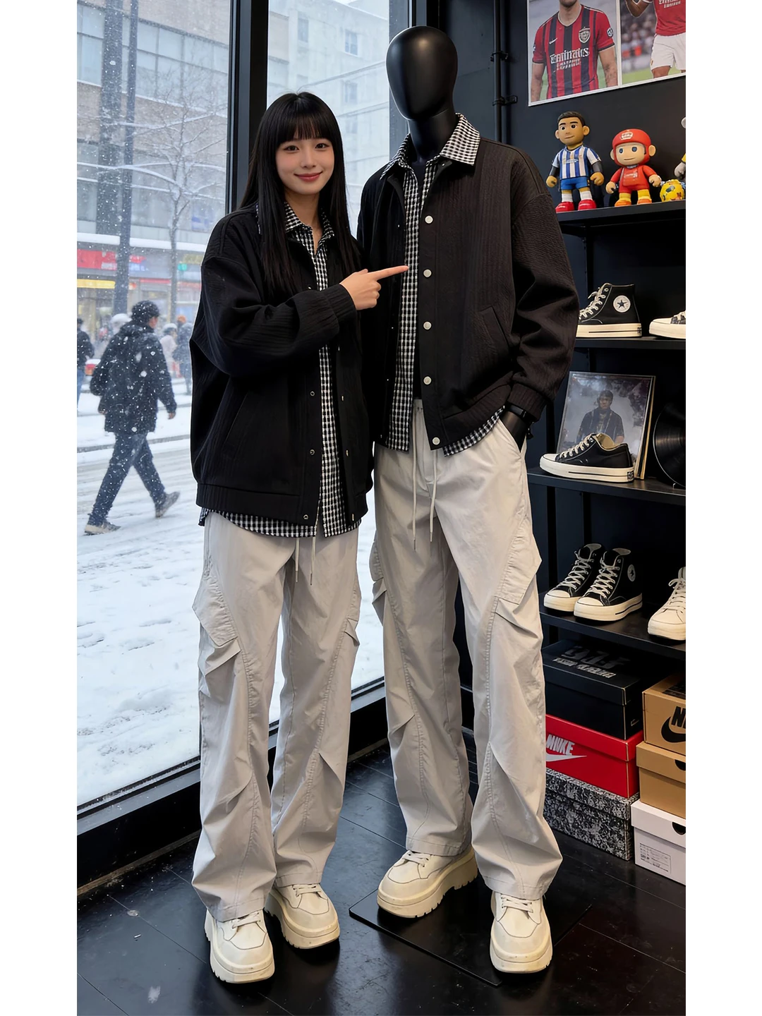 ay American Folded Pants Men's Cleanfit Wide Leg Straight Casual Workwear Windproof Spring Seasonal Faionable Youthwear