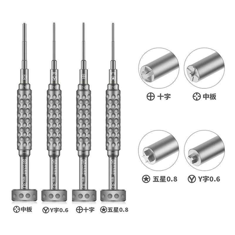 Amaoe 3D Magnetic Precision Screwdriver 0.6 Y-Type 1.5 Phillips 2.5 Cross 1.2 0.8 5-Point T1 T2 HEX For IPhone Repair Tools