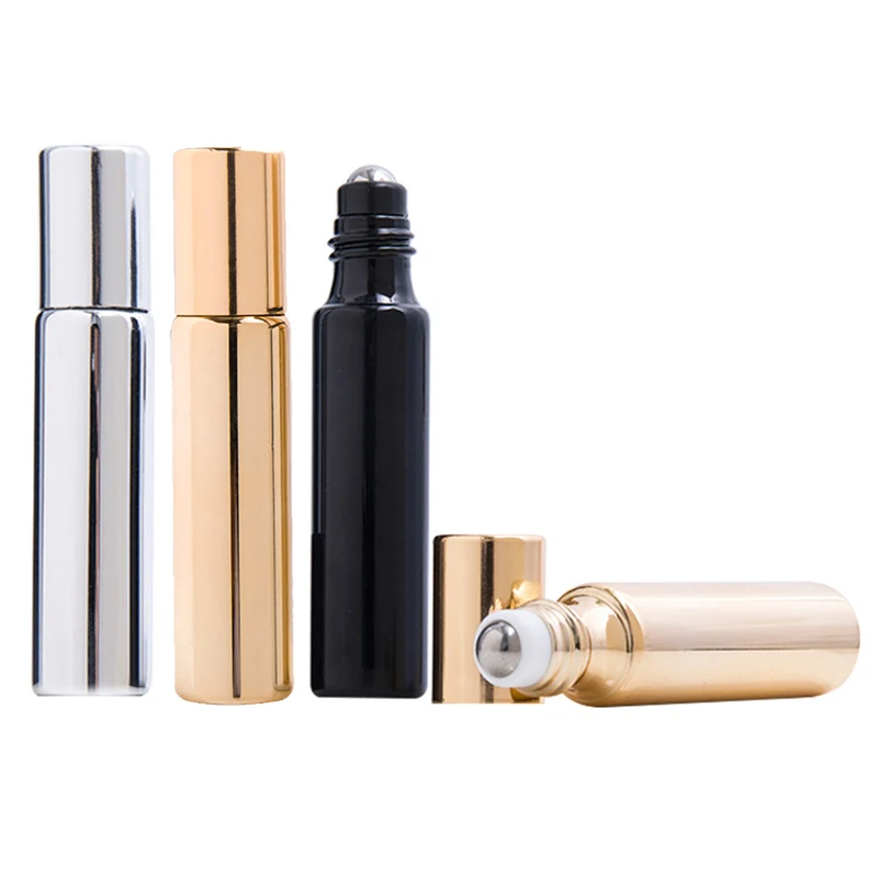 3/6/9pcs 10ML Portable Essential Oil Bottle UV Glass Refillable Perfume Bottle Travel Roll On Essential Oil Roller Bottle