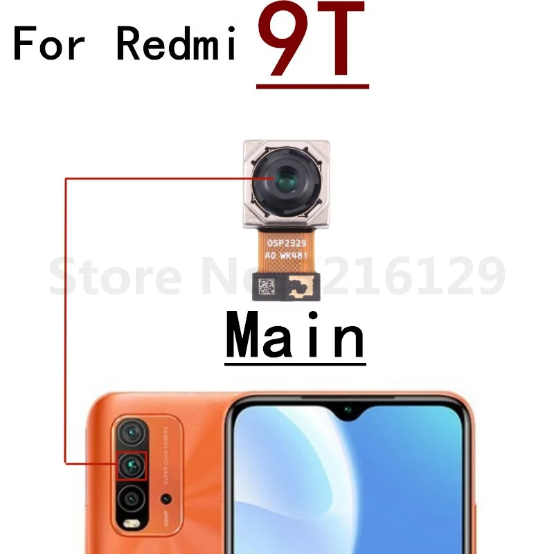 Rear Back Camera For Xiaomi Redmi 9 9A 9T 4G Front Facing Camera Module Backside View Replacement Spare Parts