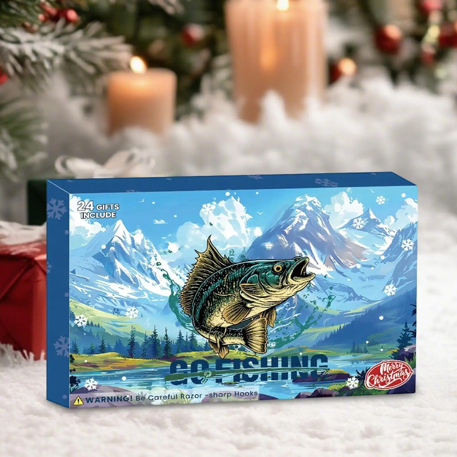 

Рыболовный календарь 2025 Рождественский обратный отсчет 24-дневные рыболовные приманки Рождественский календарь обратного отсчета Адвент-праздник Держатель удочки