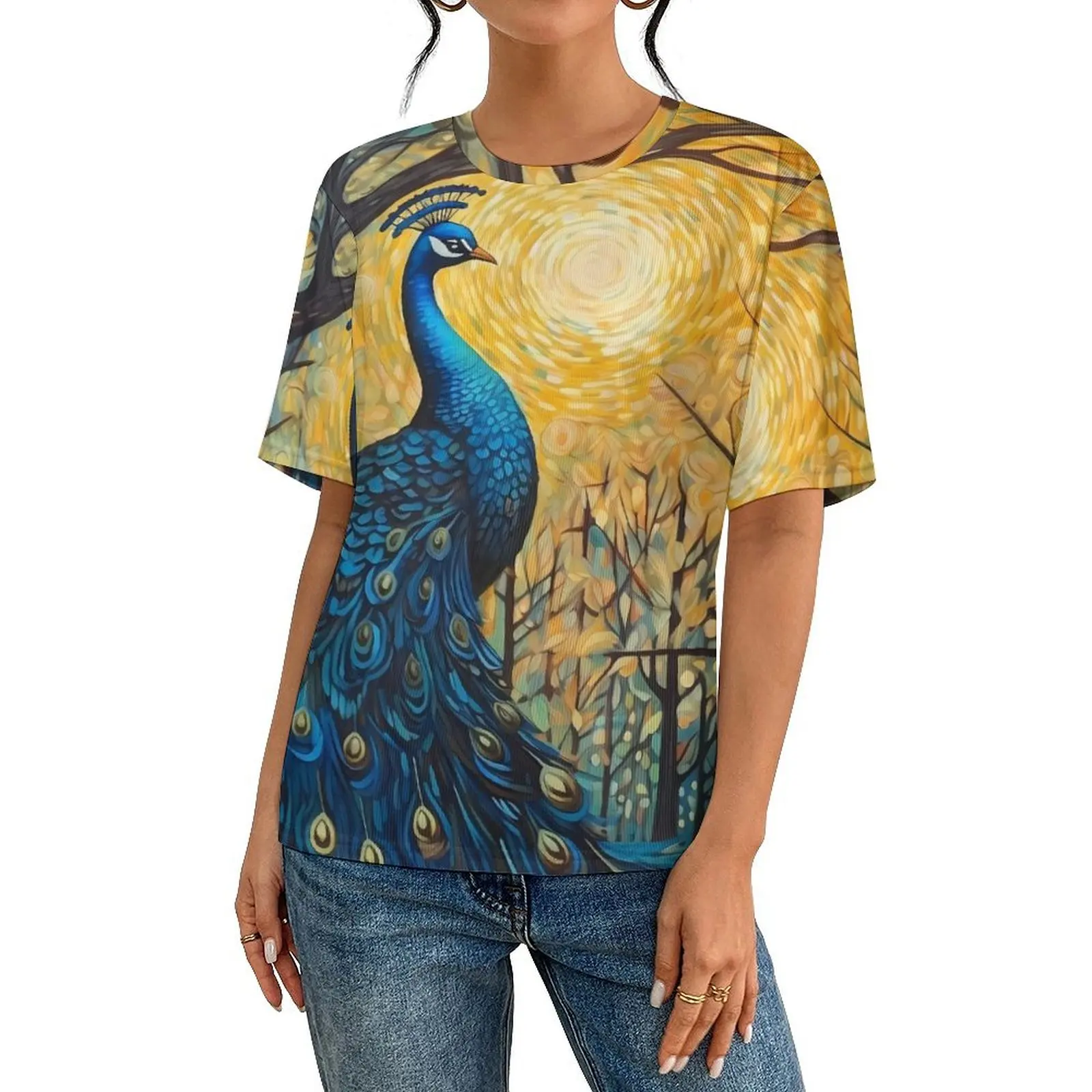 Fantasy Painting About Peacock T Shirt Harajuku T-Shirts Man Aesthetic Tshirt Beach Short Sleeve Design Top Tees Big Size 6XL