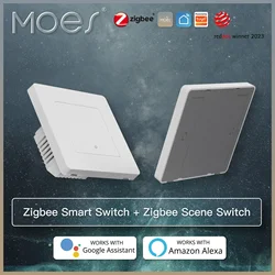 MOES nuevo anillo estrella Tuya Smart ZigBee3.0 interruptor de botón/interruptor de escena aplicación remota Smart Life Control funciona con Alexa Google