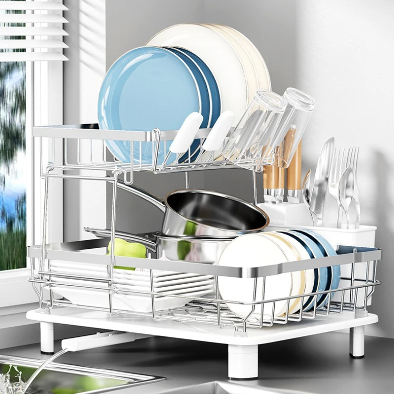 

New model Kitchen Shelf Stainless Steel Dish Drain Rack Sink Side Storage Rack Cutlery Rack Drain Basket
