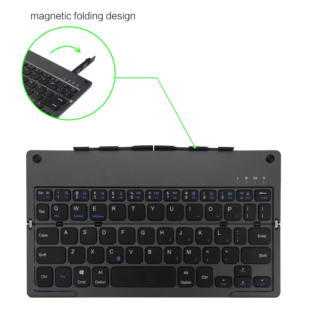 Bluetooth 3.0 Foldable Mini Slim Wireless Keyboard Universal Tablet Smartphone iPad
