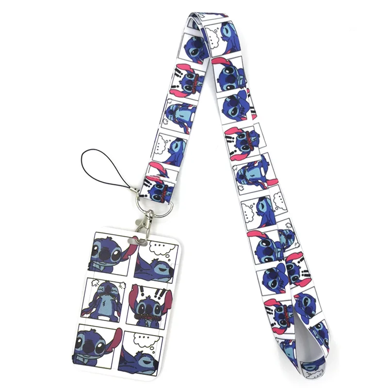 Stitch Baby Anime Creative Lanyard Card Holder Student Hanging Neck Phone Lanyard Badge Subway Access Card Holder Accessories