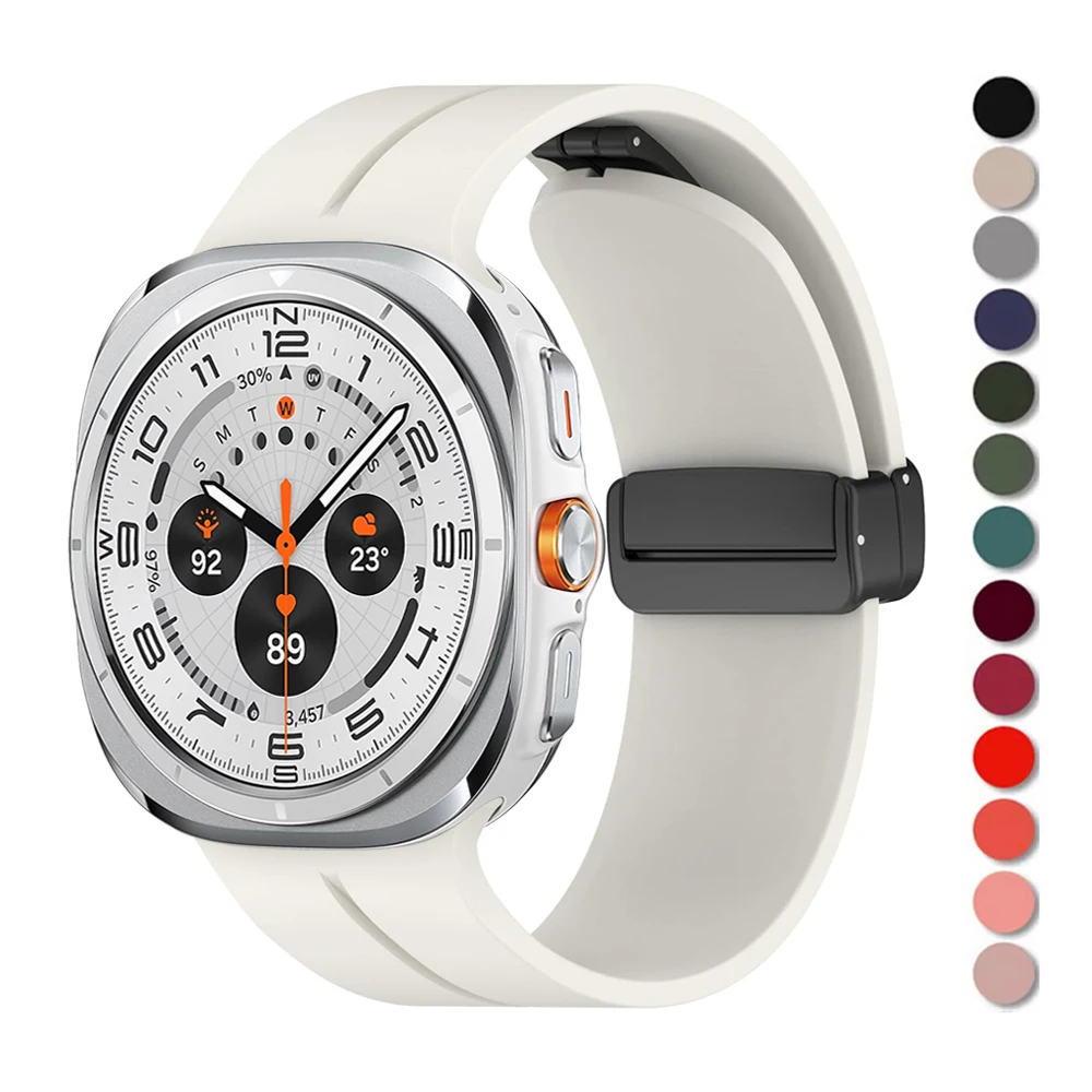 Pulseiras para Samsung Galaxy Watch Ultra 2025 47mm, Acessórios para Smartwatch, Bracelete Magnético de Silicone, Correia para Galaxy Watch Ultra