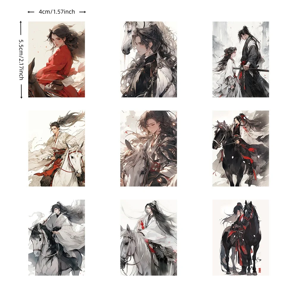 60 Pieces of Ancient-Style Warrior Cartoon Waterproof Stickers, Phone Case Decoration Stickers, Journal Stickers, Stickers, Waterproof Stickers, Advantages: Waterproof, Can Be Re-Pasted Repeatedly, No Residue, Exquisite Design.