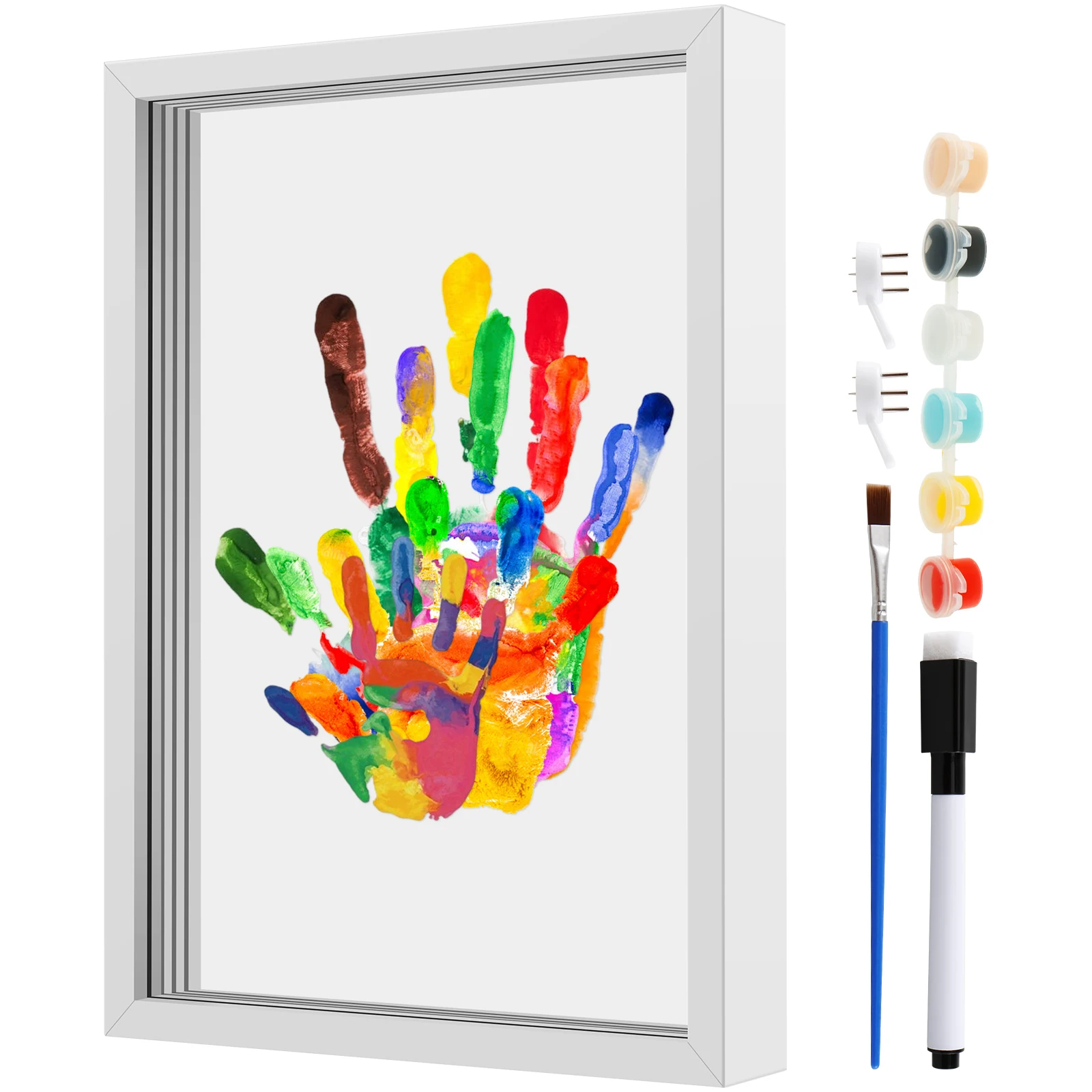 Kit de huellas de manos para el hogar, marco de recuerdo hecho a mano para el hogar con bolígrafo de 6 colores, Kit de huellas de manos de arte creativo DIY